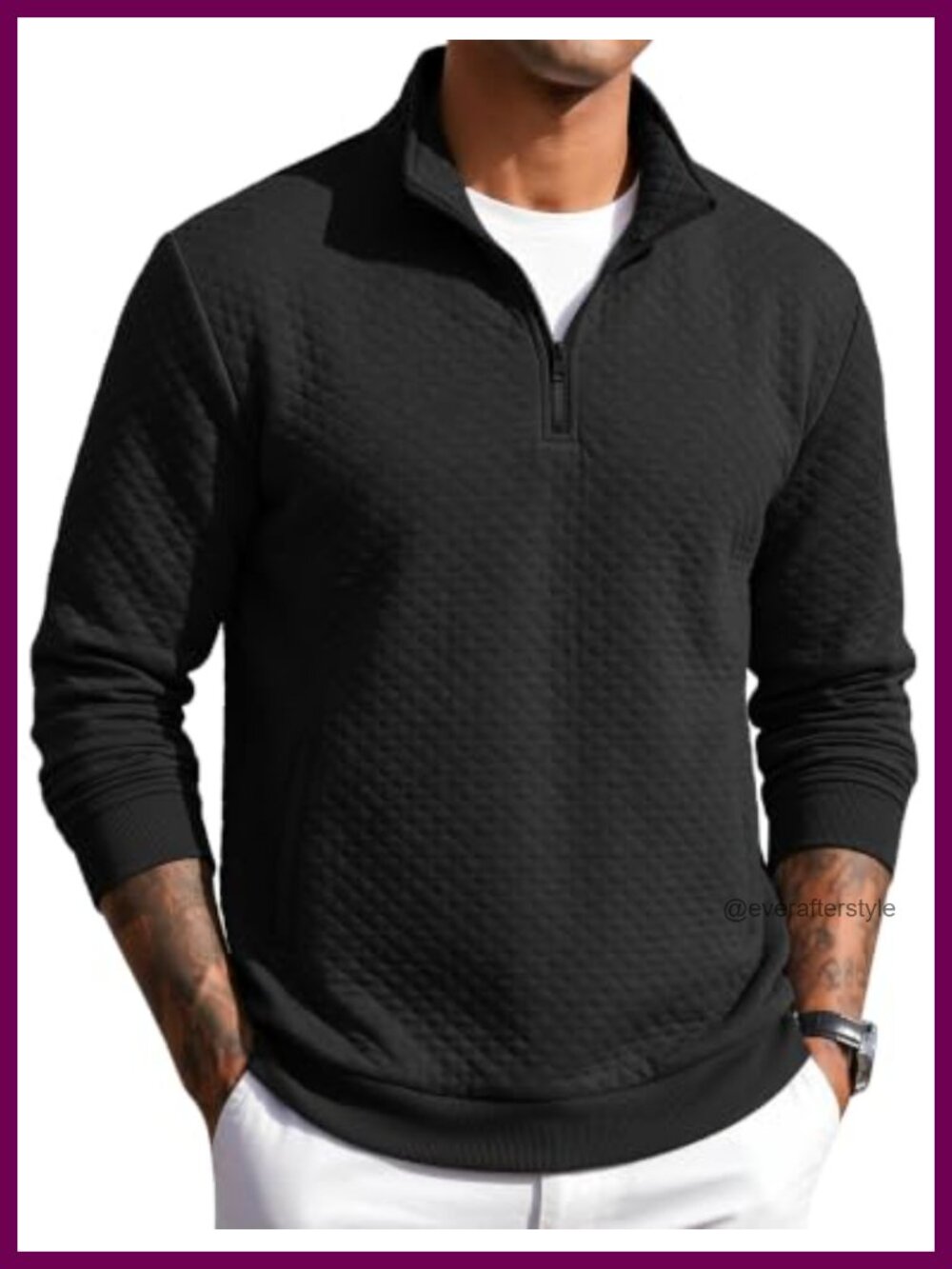 Mens Quarter Zip Pullover Mock Neck Lightweight Casual Sweatshirt